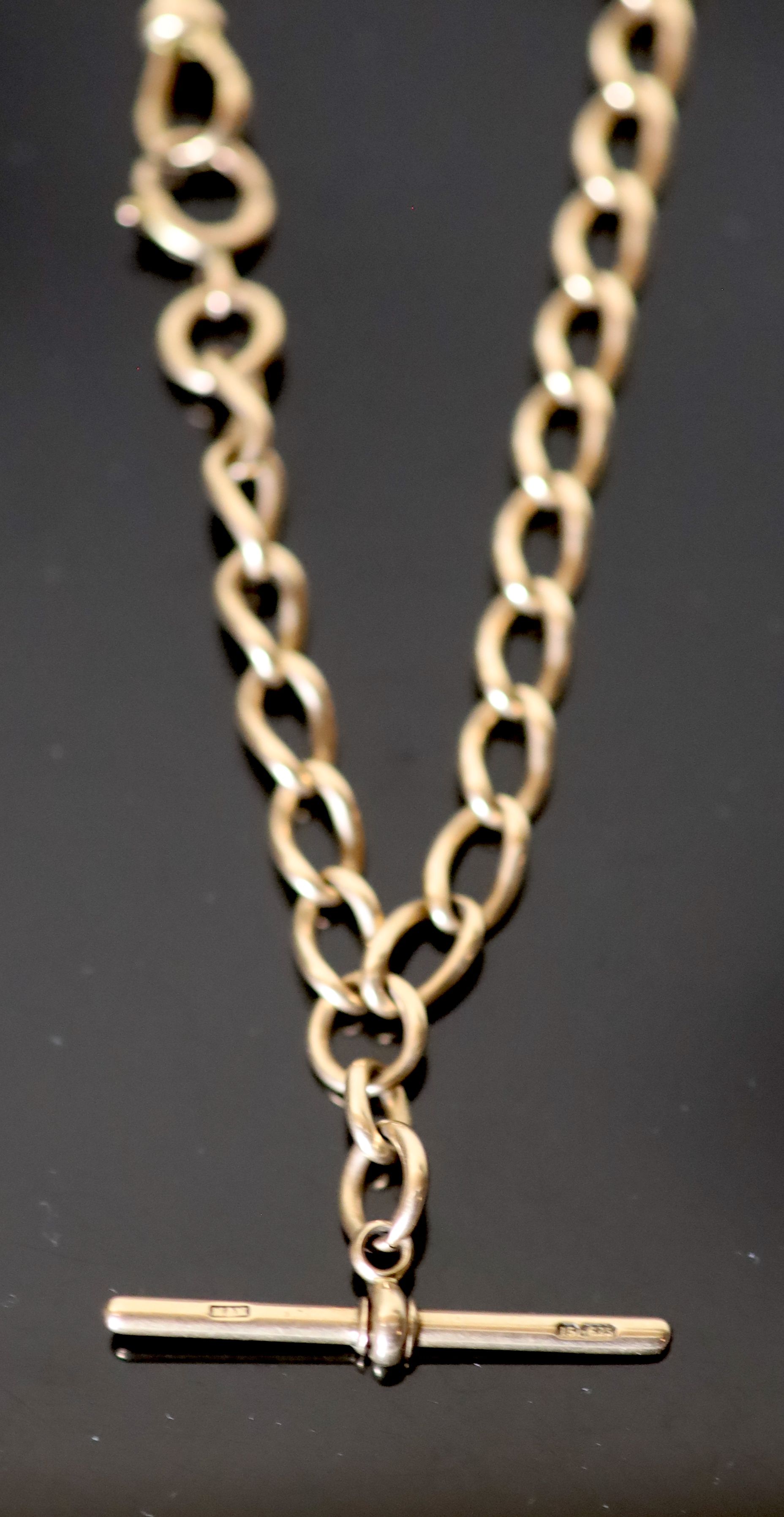An Edwardian 15ct gold albert,